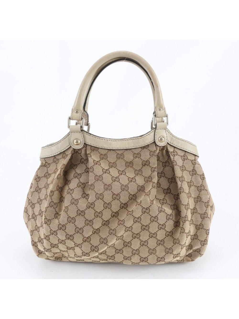 ★SOLD★ Gucci GG Canvas Ski Leather Tote Shoulder Hand Beige - Picture 3 of 10